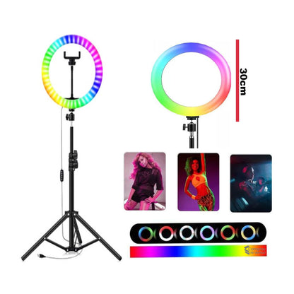 ARO DE LUZ RGB 30CM + TRIPODE 2MTS