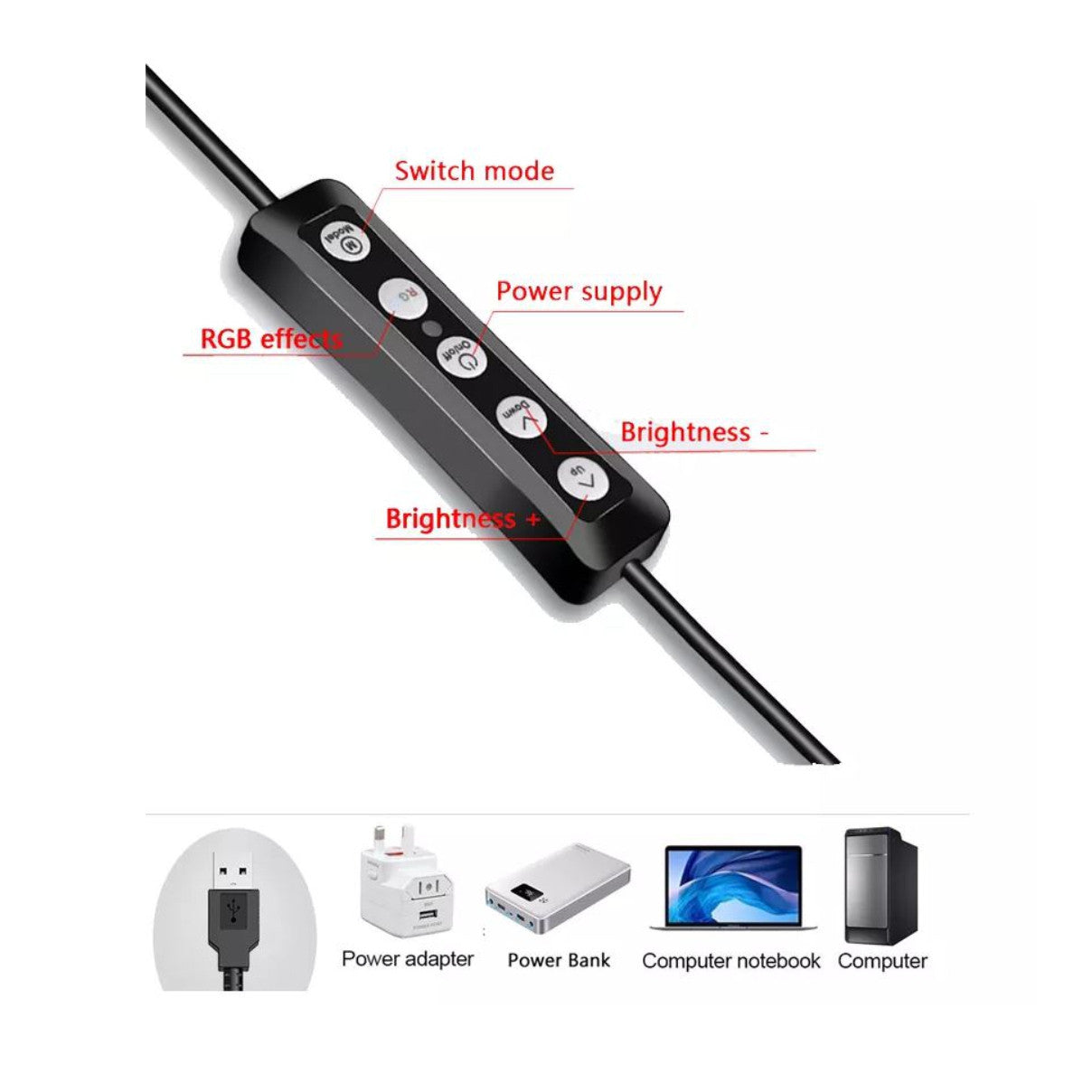 ARO DE LUZ RGB 30CM + TRIPODE 2MTS