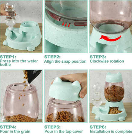 COMEDERO y BEBEDERO DOSIFICADOR DOBLE PARA MASCOTAS.